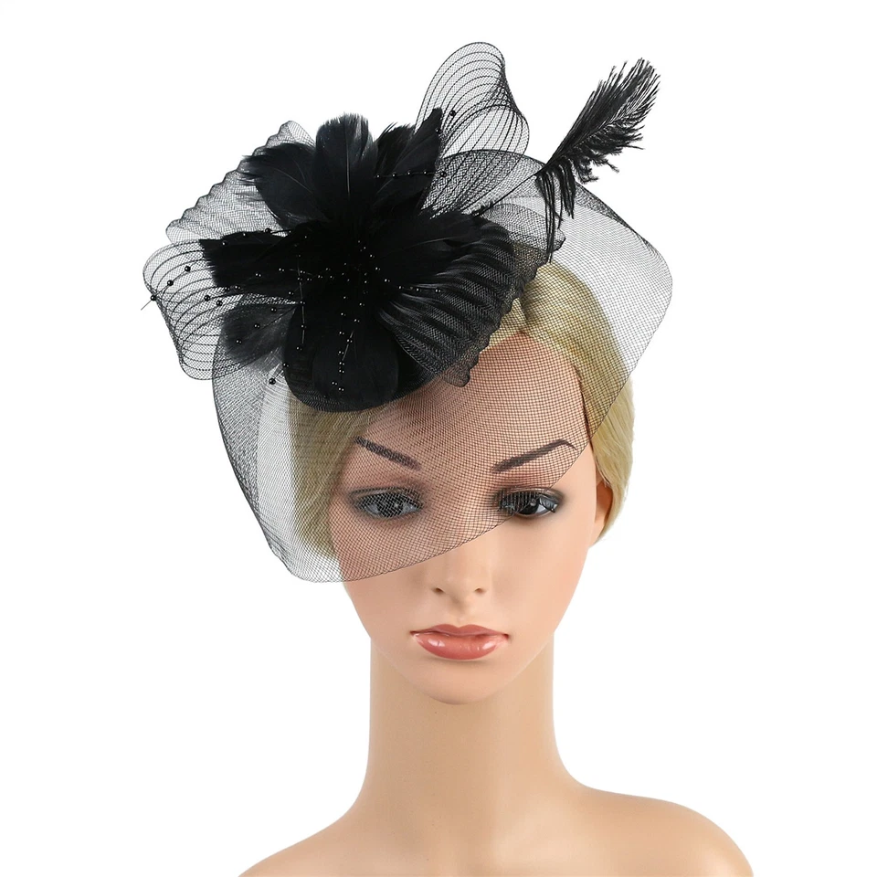 Pluma Gasa Horquilla Tocado Nupcial Pluma Retro Fiesta Accesorios para el Cabello Foto 4 de 4