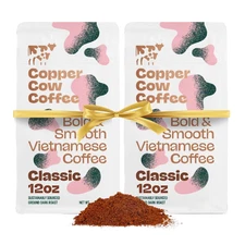 Copper Cow Premium Vietnamese Ground Coffee, 24 OZ | Churro Flavored Coffee | Da