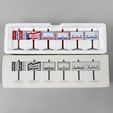 Department 56 Village Election Yard Signs Set of 6 Red White Blue New NOS #52599