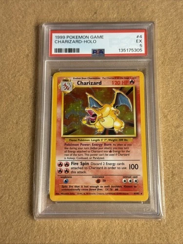 1999 Pokemon Base Set Charizard Holo 4/102 PSA 5 EX Vintage WOTC