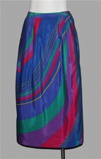 VTG Colorful Swirl Stripes Shimmery Polka Dots 2-Pkt Lined Full Skirt Wm's M