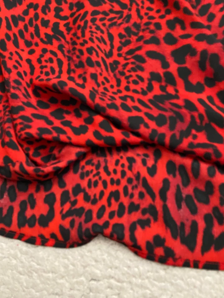 International Concepts Women Leopard Print Long Sleeve V-Neck Blouse Red Size S - Image 2 of 4