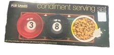 Boston Warehouse Pub Games Condiment Serving Set Tray 3 Bowls Pool Billiards