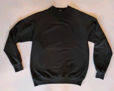 Vtg 90s JERZEES Sweatshirt Mens Black USA Made Plain Blank Size Large