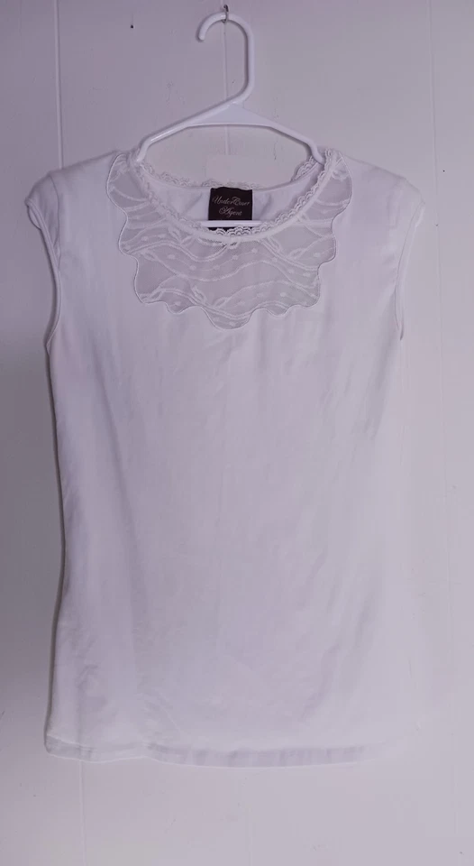 Under Cover Agent By Kathleen Kirkwood White Lace Front Blouse Women's Size S - Image 3 of 4