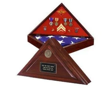 HERITAGE US FLAG ARMED FORCE MEDAL DISPLAY CASE SHADOW BOX