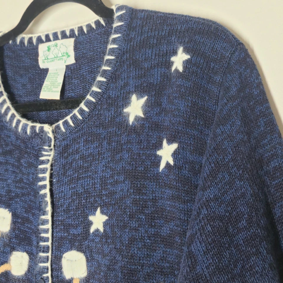Vintage Quaker Factory Winter Christmas Sweater Knit Cardigan Snowman Size L - Image 4 of 4