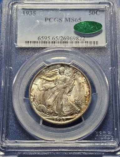 A 1935 Walking Liberty Half Dollar PCGS MS65 CAC. Stunning!!!!