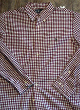 Polo Ralph Lauren Shirt Mens Large Purple White Check Long Sleeve Button Up   