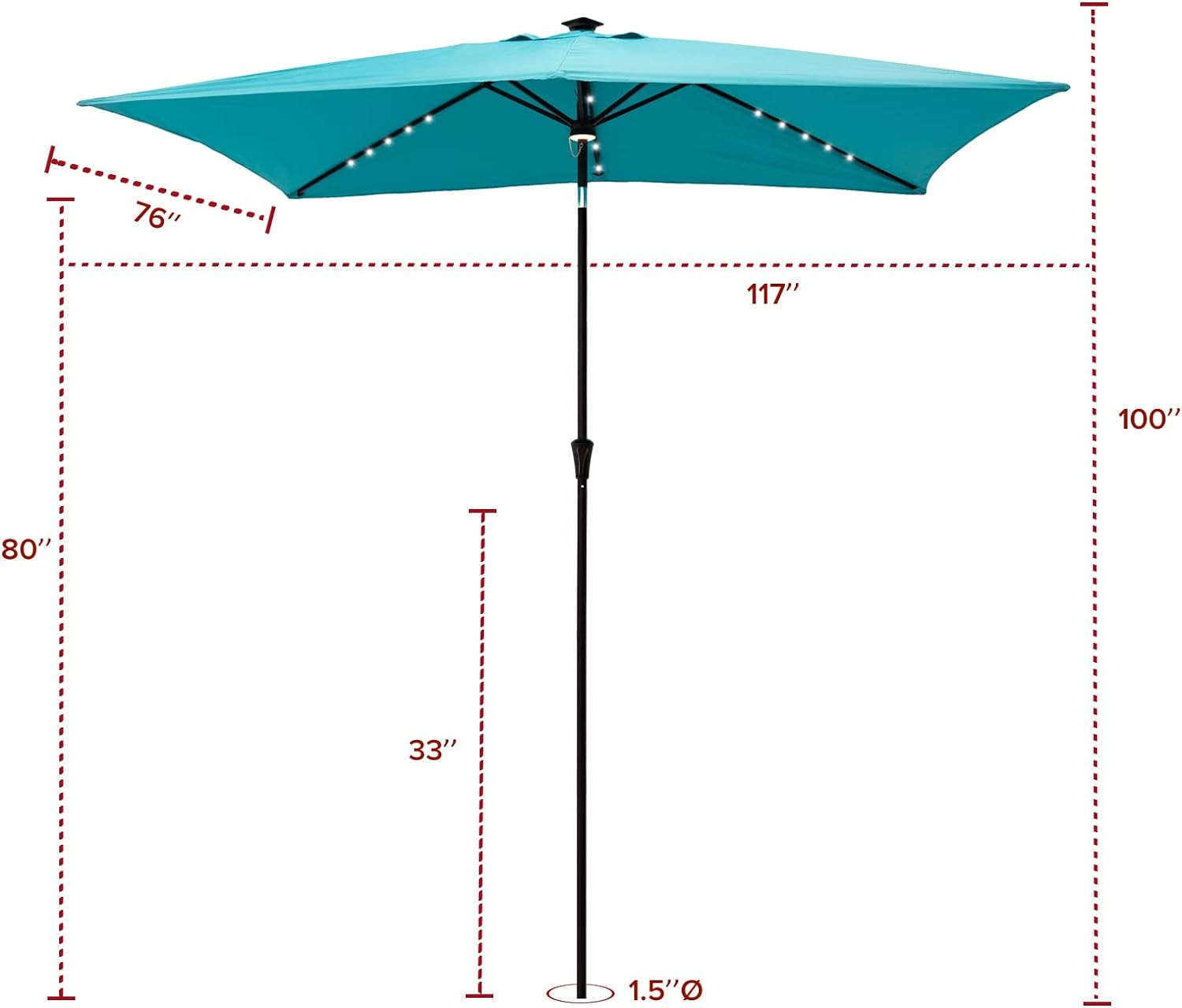 6.5 X 10 Ft Rectangular Solar Powered Outdoor Market Patio Table