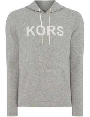 Felpa con cappuccio maglione con cappuccio Michael Kors da uomo grigio logo grande nuova con etichette