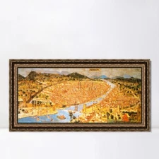 Framed Canvas Art Giclee Print View of Florence by Leonardo da Vinci Wall Art