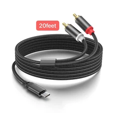 USB Type-C to 2 RCA Male Stereo Audio Cable USB-C Jack Converter Adapter Android