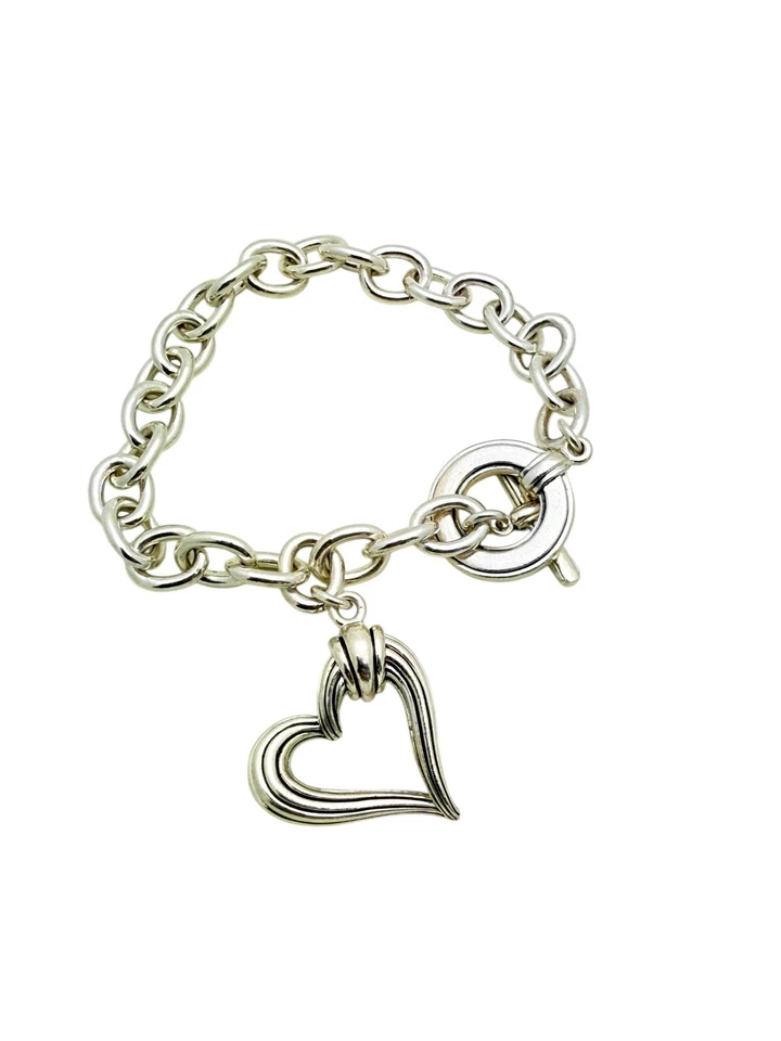 Lagos Sterling Silver Floating Heart Oval Link Toggle Bracelet 7.5" - Image 3 of 4