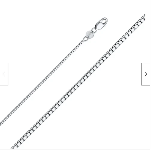 18k White Gold Classic Box Link Pendant Chain/Necklace 18" 8 grams (KWBOX073)