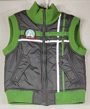 Diesel Full Zip Vest Jacket Boys 5 Gray Sage Ribbed Trim 2 Flap 1 zip Pockets