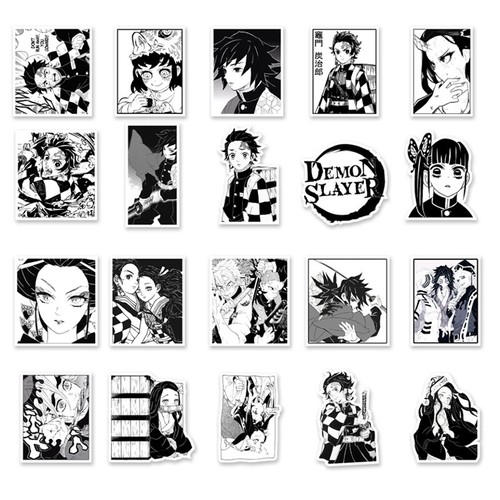 50pcs Black White Demon Slayer Vinyl Sticker Luggage Car Laptop Phone Skateboard - Picture 2 of 8
