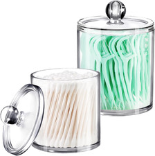 Qtip Dispenser Holder Bathroom Vanity Organizer Apothecary Jars Canister Set for