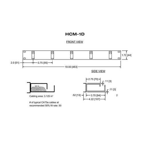 Middle Atlantic HCM-1D D-Ring Horizontal Cable Manager 1 RU - Picture 2 of 2