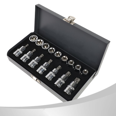 Chrome Vanadium Steel Internal & External Torx Socket Set w/Carrying Case 16 Pcs