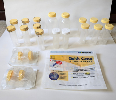 Lot of 21 Medela Breast Milk Colostrum Storage Containers/Bottles 80 mL 35 mL