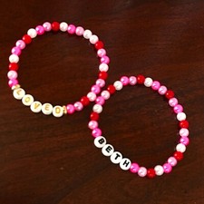Personalize Bracelet for Valentine's Day With Name, Word Or Initial, Hand Beaded