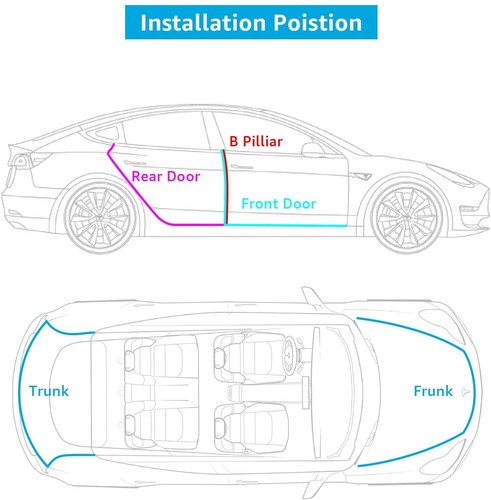 Door Rubber Seal Strips Weather Draft Wind Noise Reduction Kit For Tesla Model X - Picture 2 of 12