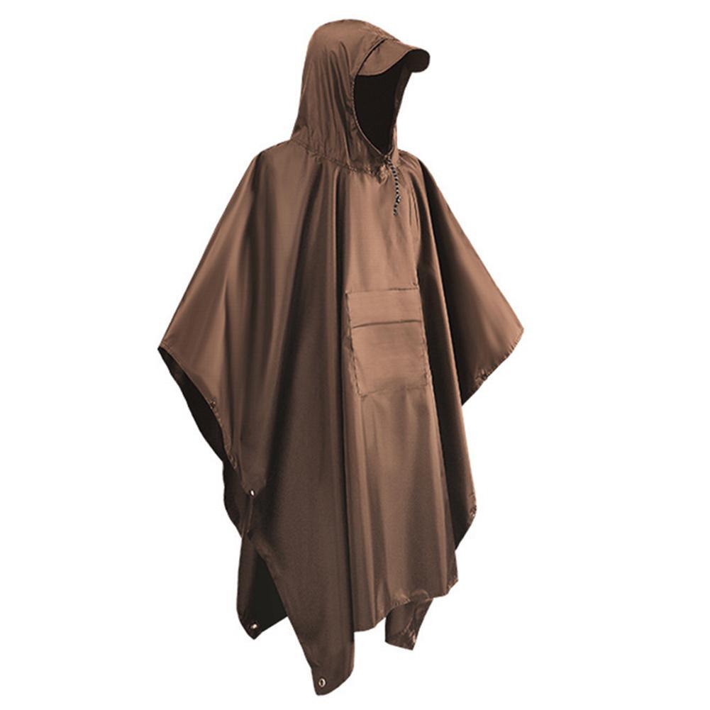 ALTRA Poncho 2 pezzi 3 in 1 donna uomo impermeabile con cappuccio turismo campeggio antipioggia (marrone)