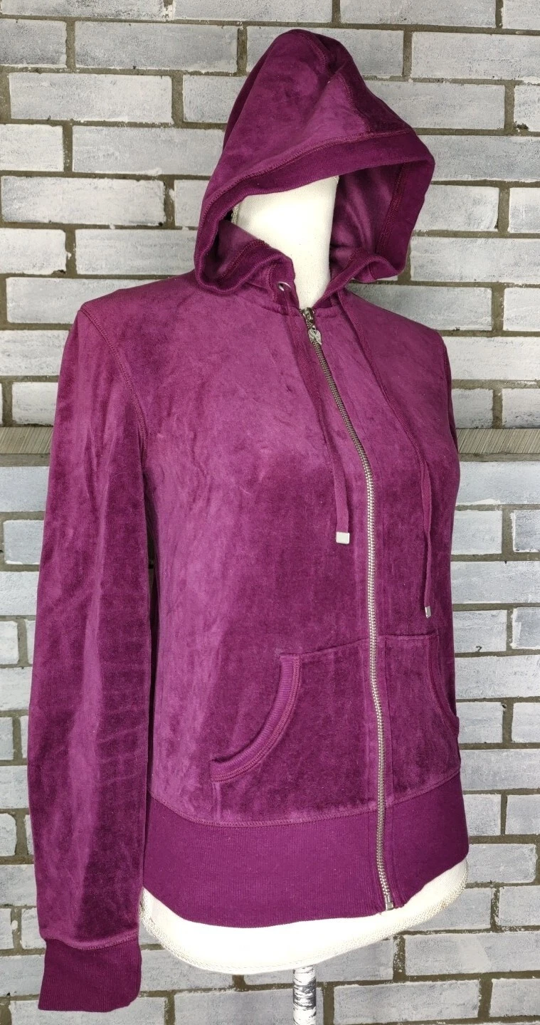UNDERCOVER Giacca da pista Victoria's Secret in velluto con cappuccio XS bordeaux tasche con zip intera