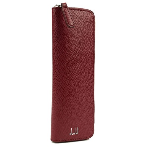 DUNHILL Unisex Rojo Oscuro Cadogan Cuero Cremallera Completa Estuche NUEVO - Imagen 2 de 3