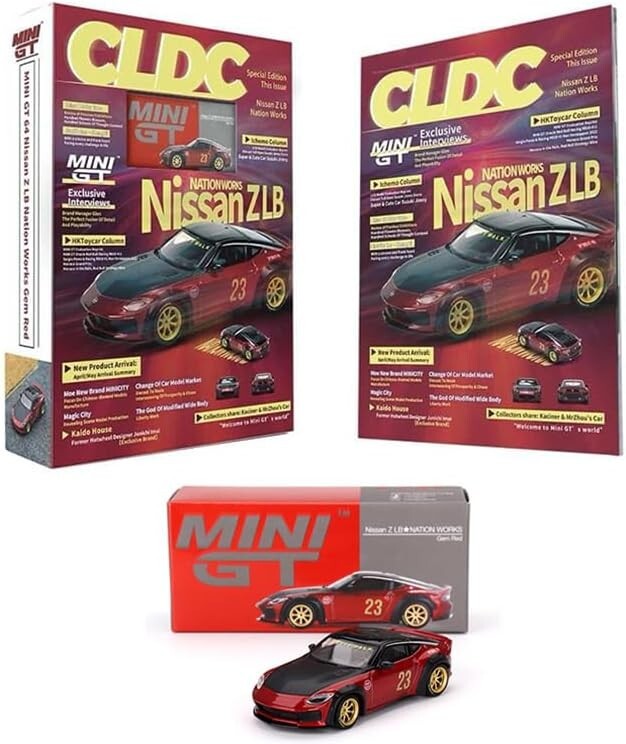 Mini GT 1:64 CLDC Magazine with Nissan Z LB Nation Works Diecast