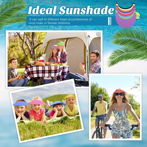 9 Pieces Foam Sun Visors for Women Solid Sun Visor Hat with String Adjustable - Picture 6 of 7