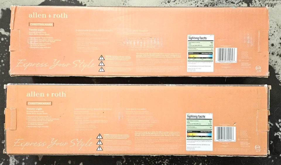 Paquete de 2 luces de tocador contemporáneas modernas de bronce Allen + Roth Christina Marie Foto 3 de 3