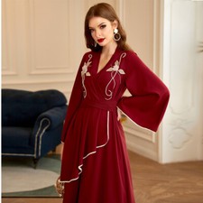 Elegant Women Muslim Long Dress Abaya Kaftan Dubai Moroccan Islamic Robe Islamic