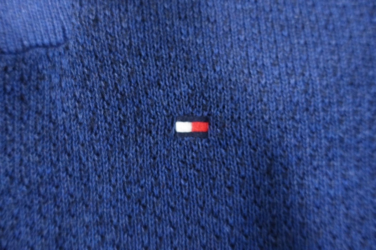 TOMMY HILFIGER 78J6537 NAVY BLUE WOVEN HALF ZIP MOCK NECK SWEATER  