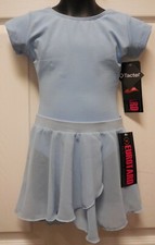 Light Blue Short Sleeve Leotard  Mock Wrap Skirt Eurotard Girls Small Child NWT