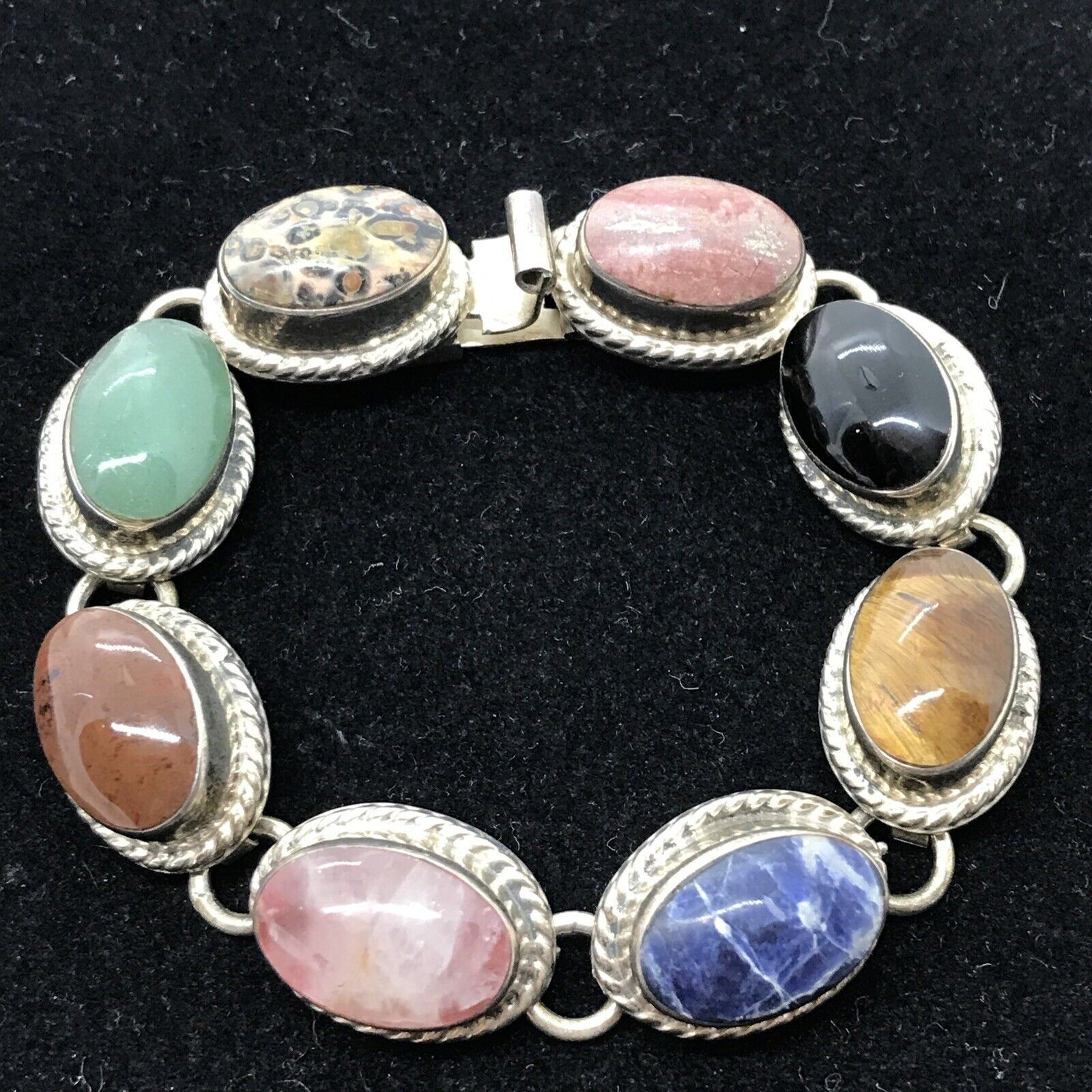 Mexico Vintage Multi Gem Stone Bracelet