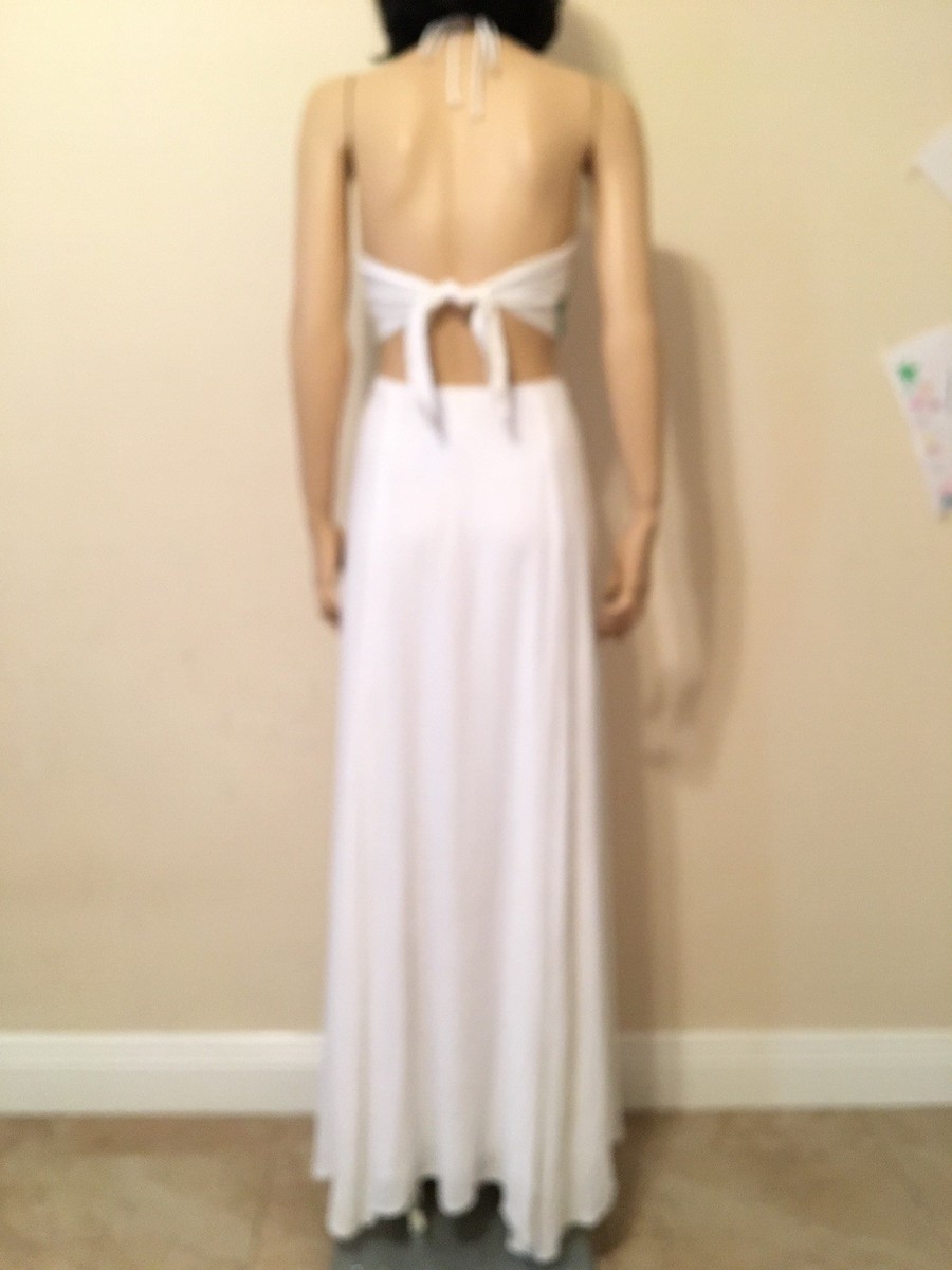 mara hoffman white embroidered dress Mara Hoffman // White & Green Linen Embroidered Maxi Dress – VSP Consignment main image 1