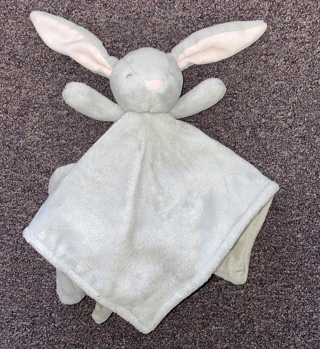 Carters Gray Grey Pink Bunny Rabbit Security Blanket Soft Plush