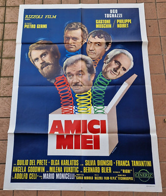 AMICI MIEI TOGNAZZI MOSCHIN NOIRET CELI MONICELLI MANIFESTO ORIGINALE 1ED 1975