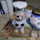 Hi Mark Chef Winking Hand Painted Utensil Holder 4 Opening 10" Tall VTG