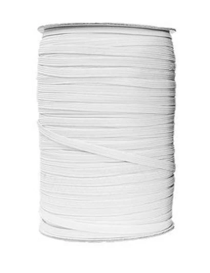 Elástico 8 Cuerda Plano, 6MM Ancho, Disponible En Blanco o Negro & Varios Largos - Imagen 1 de 1