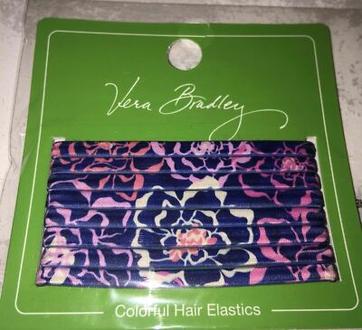 VERA BRADLEY Colorful Hair Elastics Ties Ponytails Set of 8 NIP Elastic #14234