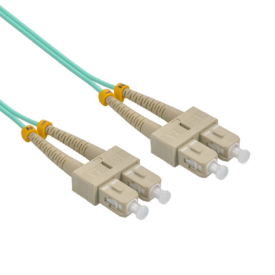2m SC/UPC SC/UPC OM4 Multimode Duplex Aqua Fiber Optic Patch Cable