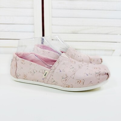 Toms Alpargata Year of the Pig Print Canvas Slip On Shoe Womens Pink  Flats
