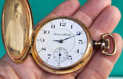 Hampden Pocket Watch 10K Gold Filled Hunter Wm McKinley LS 16S c1911 FOR REPAIR