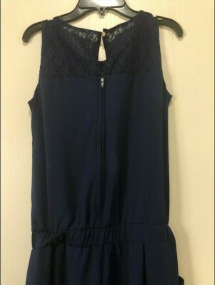 Navy Blue Jumper Lace Neck for Girls with String and Zipper