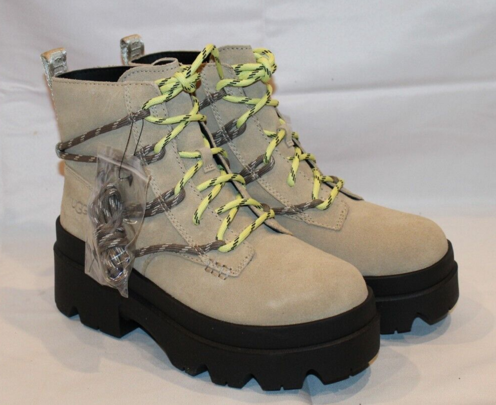 UGG WOMEN BRISBANE SUEDE LACE UP PLATFORM WATERPROOF BOOTS MUSTARD