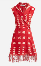 Studio 189© X J.Crew Womens $395 fringed wrap dress in dot Size S BL582