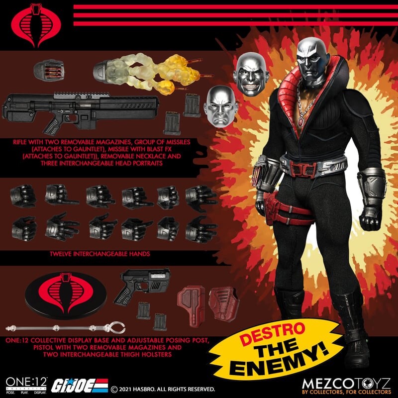 GI Joe Destro Action Figure Box Set Mezco 1/12 Collective Action Force Retro